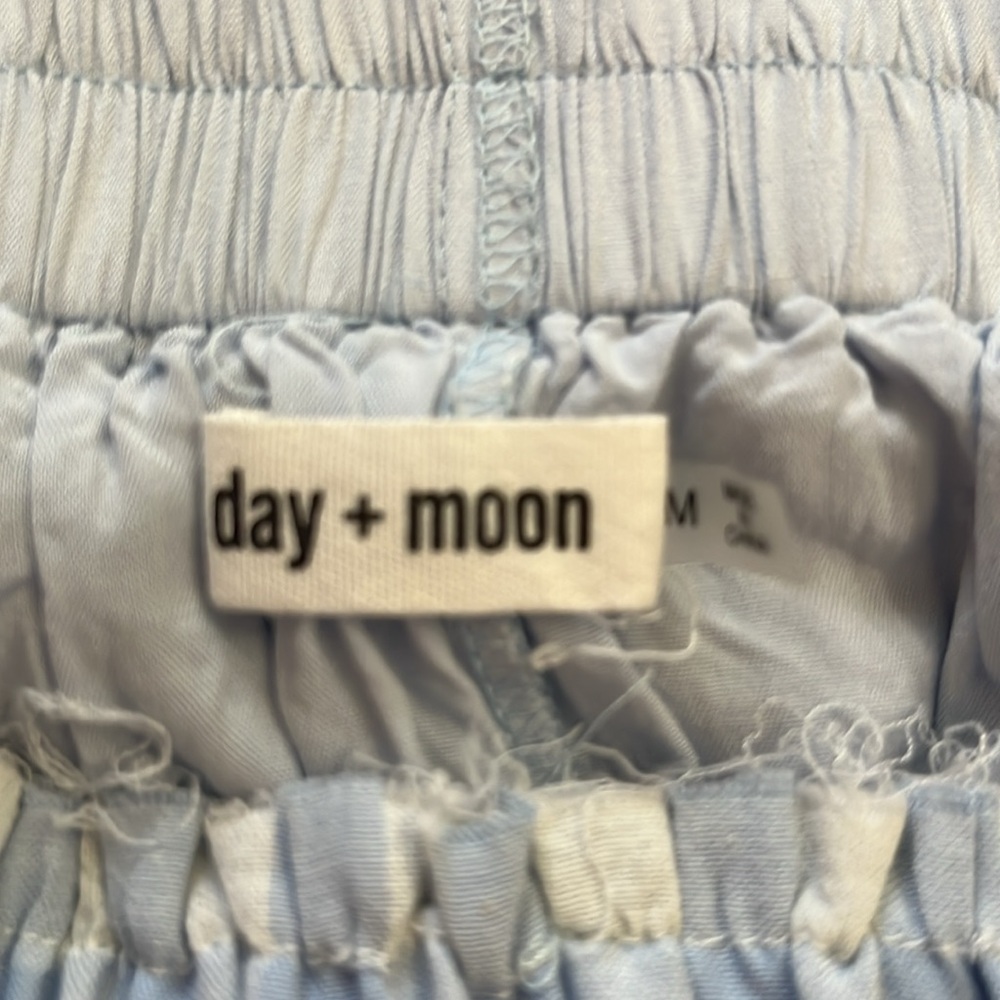 Day+Moon blue & white gingham checkered lace ruffles tiered mini skirt Size M - Picture 13 of 17